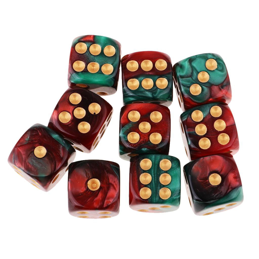 10pcs New Square 16mm Six Sided Color Dot D6 Opaque Standard Game Dice 16mm 