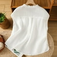 thumbnail image 4 of SAFUNY Women's Collared Sleeveless Blouse Casual Loose Tank Top for Office Casual and Weekend Brunch White XXL, 4 of 8