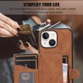 thumbnail image 3 of Mantto Case for iPhone 13,Wallet Phone Case Cute Leather Case with Card Holder Crossbody Cover for Women Girls Strap Wristlet RFID Blocking Shockproof For iPhone 13,brown, 3 of 8
