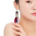 thumbnail image 2 of Black Feather Earrings Boho Beaded Earrings Women's Drop Tassel Earrings--2pcs--pink--Product code 83875 2pcs pink, 2 of 5