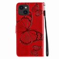 thumbnail image 2 of Dteck for Apple iPhone 15 Plus with Card Holder, Shockproof Magnetic Wallet Card Pocket PU Leather Kickstand Women Men Embossed Butterfly Wrist Strap Flip Folio Case, red, 2 of 6