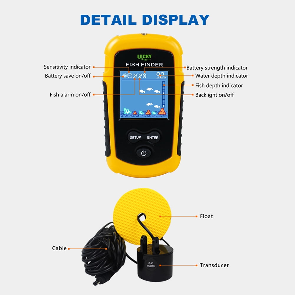 Fishing ,Sounders Portable Sonar 100m Sonar Sounders Screen Portable Wired Fish 100m Sonar Portable Sonar Sounder Wired Fish 100m Color Screen Portable Lcd Color Screen Mewmewcat Huiop