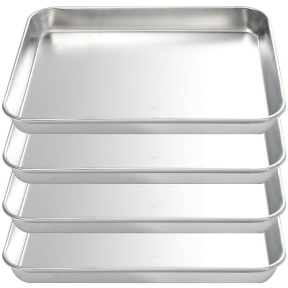 4Pcs Stainless Steel Food Trays Multi-function Roasting Plates Kitchen Food Meal Trays