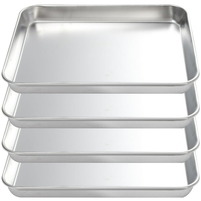 4 bandejas de acero inoxidable para alimentos, platos multifunción para asar, bandejas para comida de cocina