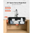 thumbnail image 5 of VEVOR 25 inch Kitchen Sink Workstation, Top Mount Granite Sinks, Drop-In Single Bowl Farmhouse Basin with Multiple Accessories, Household Dishwasher Sinks for RV, Prep Kitchen, and Bar (Black), 5 of 9