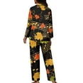 thumbnail image 2 of Renewold Thanksgiving Button Down Pajamas for Women Plus Size M Fall Maple Leaves Music Notes Sleepwear Lounge Set of 2 Thermal Nightwear Casual Indoor Daily Wear, 2 of 6