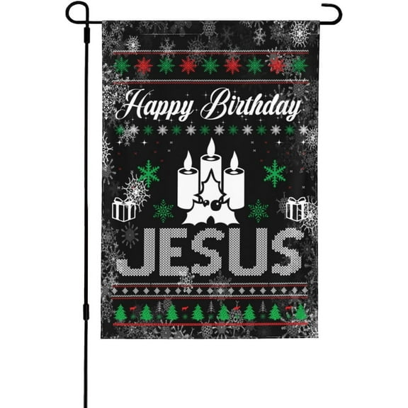 Christmas Flag Happy Birthday Jesus Flags Happy Birthday Jesus Garden Flag Small Garden Flag 12x18 Double Sided Seasonal Garden Flags For All Season