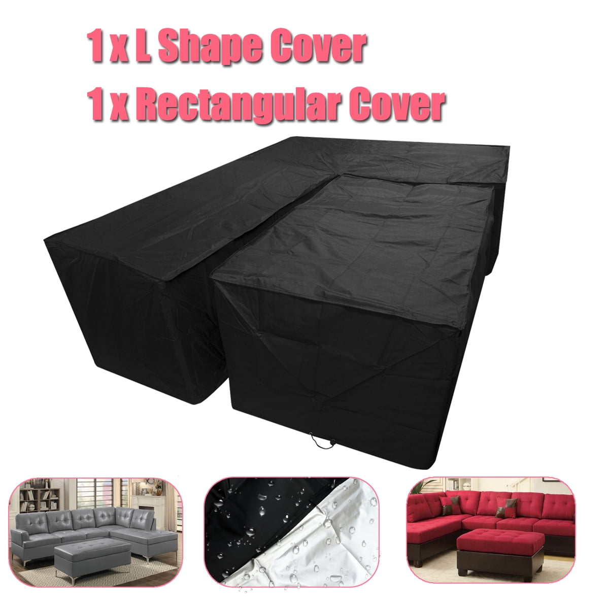 2Pcs Outdoor L Shape Rectangle Furniture Covers Garden Patio Waterproof