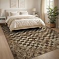 thumbnail image 3 of ODIKA 8'x10' Washable Area Rug Throw Aged Large Geometric Symmetrical Border Couch Checkered for Dining Room, Office, Lounge, Non-Slip Chair-Friendly Mat, 3 of 7