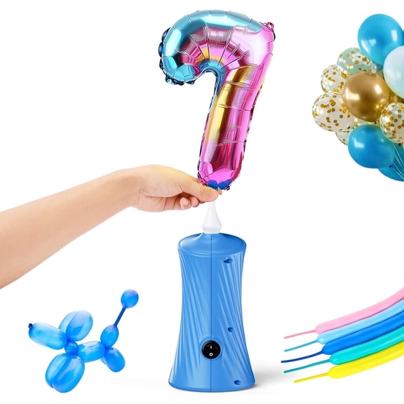 Balloon Pump Electric Balloon Pump Air Balloon Pump Balloon Blower Machine Portable Long  Blower Machine Blue/Orange// Electric Balloon Pump Inflator for Party/Wedding/Birthday Decor
