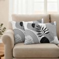 thumbnail image 2 of Grey Boho Geometric Outdoor Waterproof Pillow Covers, Vintage Ethnic Abstract Lines Leaves Decorative Rectangle Throw Pillowcase Sofa Cushion Sham for Patio/Couch/Chair, 20"x12" 2 Pack, 2 of 8