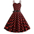 thumbnail image 3 of Women's Summer Retro Vintage Polka Dot Print Tea Party Prom Dress Sleeveless Camis Cocktail Party Swing Midi Dress, 3 of 3