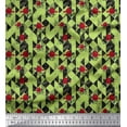 thumbnail image 1 of Soimoi Green Cotton Duck Fabric Geometric & Rose Floral Print Fabric by the Yard 42 Inch Wide, 1 of 3