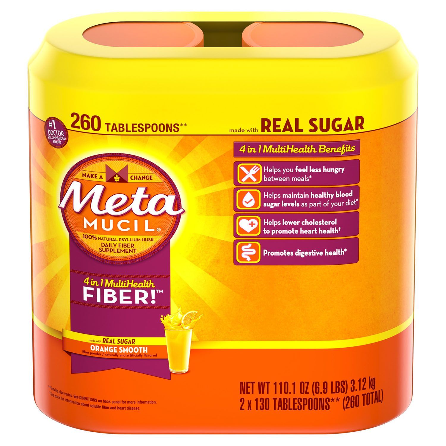 Metamucil Orange Fiber Supplement, Smooth Powder (260 doses)