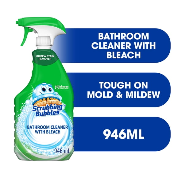 Scrubbing Bubbles® Bathroom Cleaner with Bleach, Attacks Mildew Stains on Tubs, Shower Walls and More, 946mL