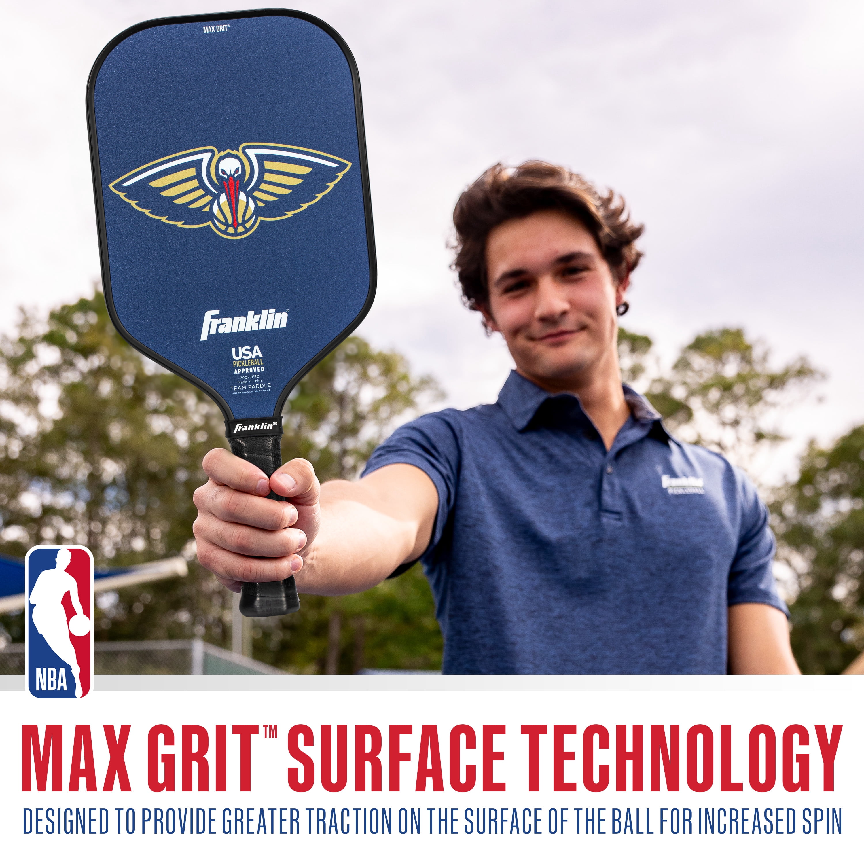 Franklin Sports NBA New Orleans Pelicans Pickleball Paddle - Official NBA Team Pickleball Paddles - USAP (USAPA) Approved Premium Quality Pickleball Paddles - Authentic Team Logos + Colors
