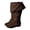 Brown, variant on Men's Mid-Calf Boots - Renaissance Style Low Heel Knee High Boots with Fold-Over & Lace-Up Design for Casual & Themed Events
