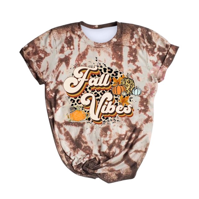 Blusa con estampado de teñido anudado de Acción de Gracias para mujer Pompotops hfajkhk123705