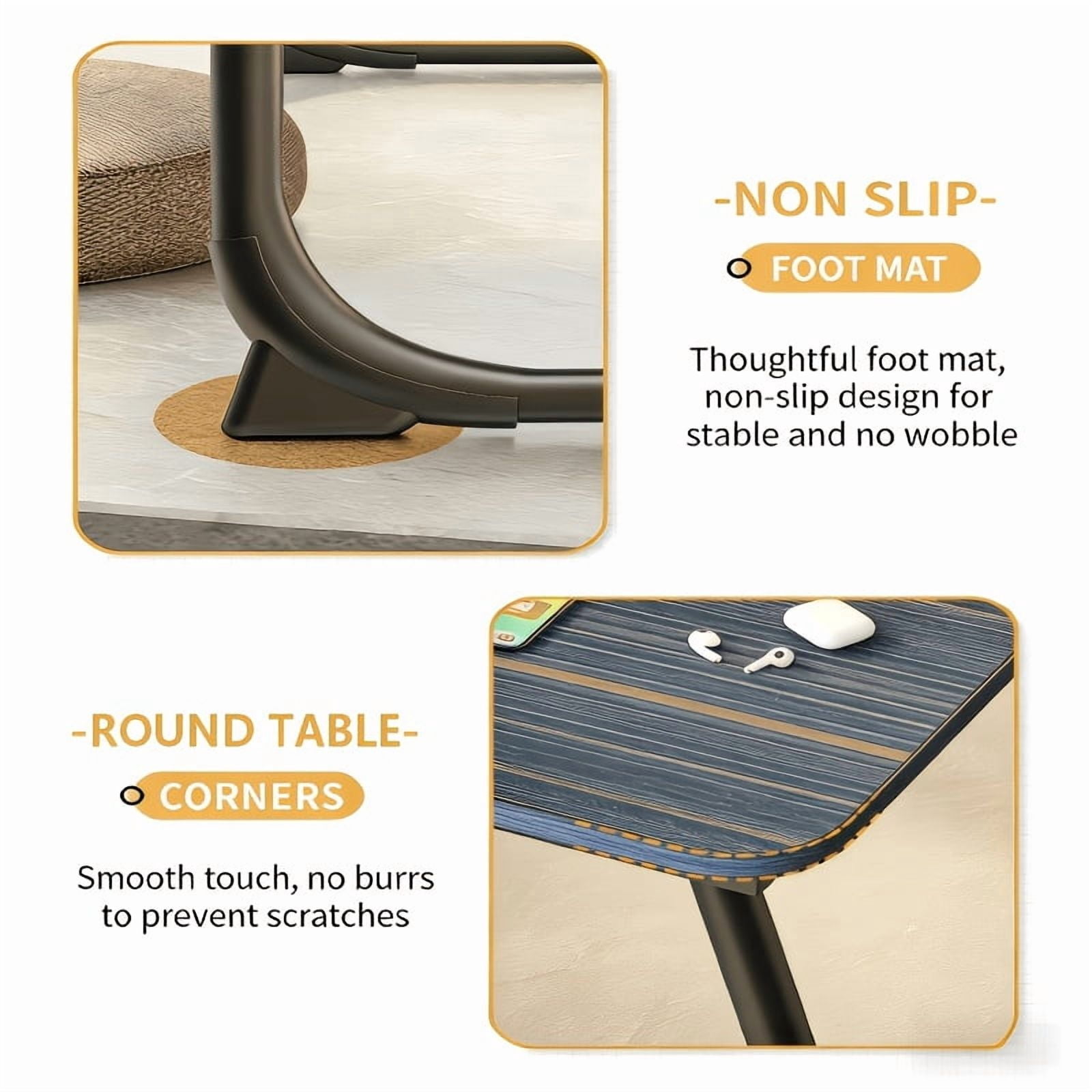 Laptop Bed Table with Foldable Legs, Cup Holder and Tablet Slot, Sofa Floor Tray, Black