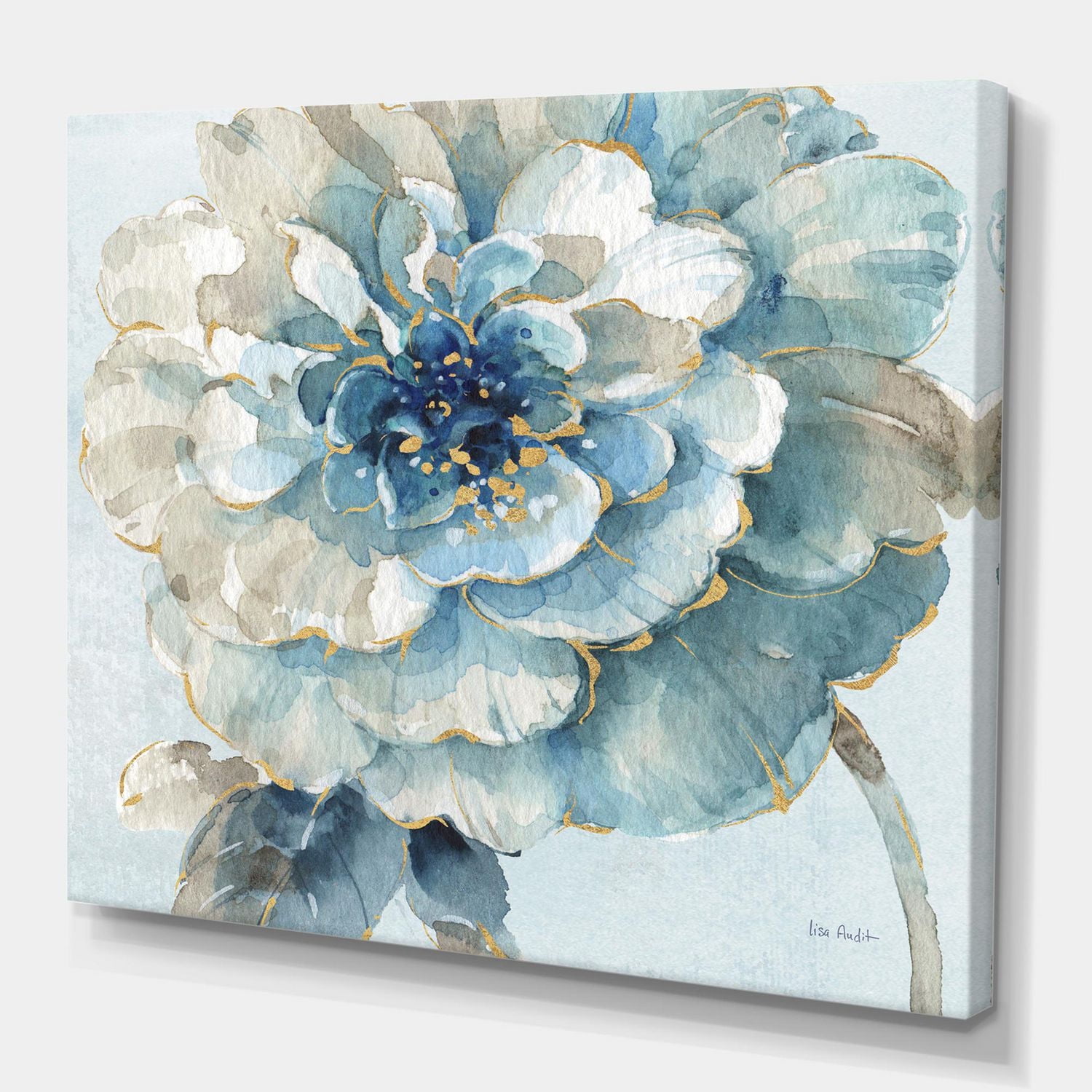 Designart Indigold Watercolor Flower II Canvas Wall Art