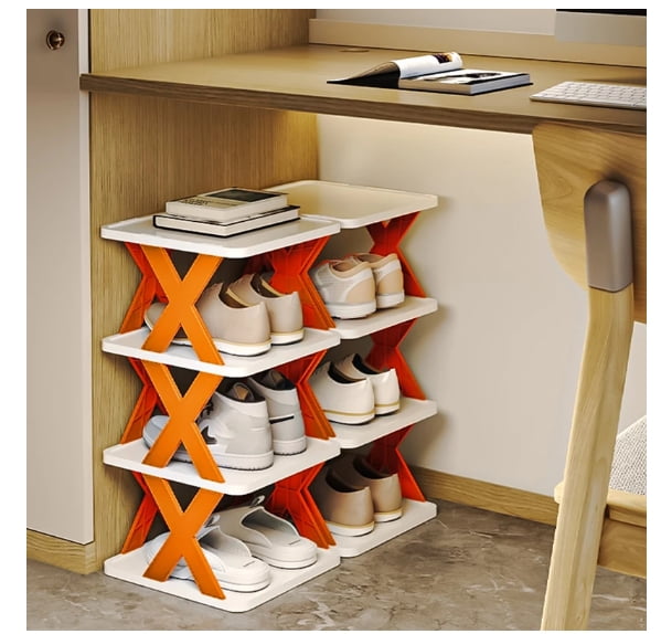 KANAV 8 Tiers Shoe Rack - Vertical Narrow Shoe Shelf Storage Organizer  Sturdy Space Saving - Tall Narrow Shoe Rack for Entryway Closet Hallway,  Grey