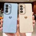 thumbnail image 2 of Dteck Case for Samsung Galaxy A15 5G, Luxury Electroplate Cute Side Love Heart Cover Full Camera Protection Soft Silicone Anti-Fingerprint Shockproof Cover,Blue, 2 of 5