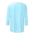 thumbnail image 5 of Loopsun Womens Top, 3/4 Sleeve T-shirts for Women, Casual Crew Neck 3/4 Sleeve Solid Fashion Loose Pullover Light Blue, 5 of 6