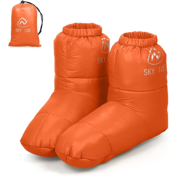 Down Booties Camping Slippers Winter Warm Duck Down Slippers Boots -15~0℃ Home Camping Shoes Footwear for Men Women