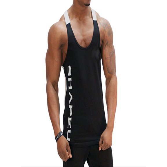 Gureui Men Muscle Fitness Sports Vest Sleeveless Letter Printed Bodybuilding Athletic Workout Gym Tank Top Shirts
