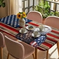 thumbnail image 3 of American Flag Table Cloths for 4 Foot Rectangle Tables, Vintage Eagle Blue Red USA Flag Patio Waterproof Elastic Fitted Tablecloths, Washable Rectangular Table Cover for Camping, 3 of 8