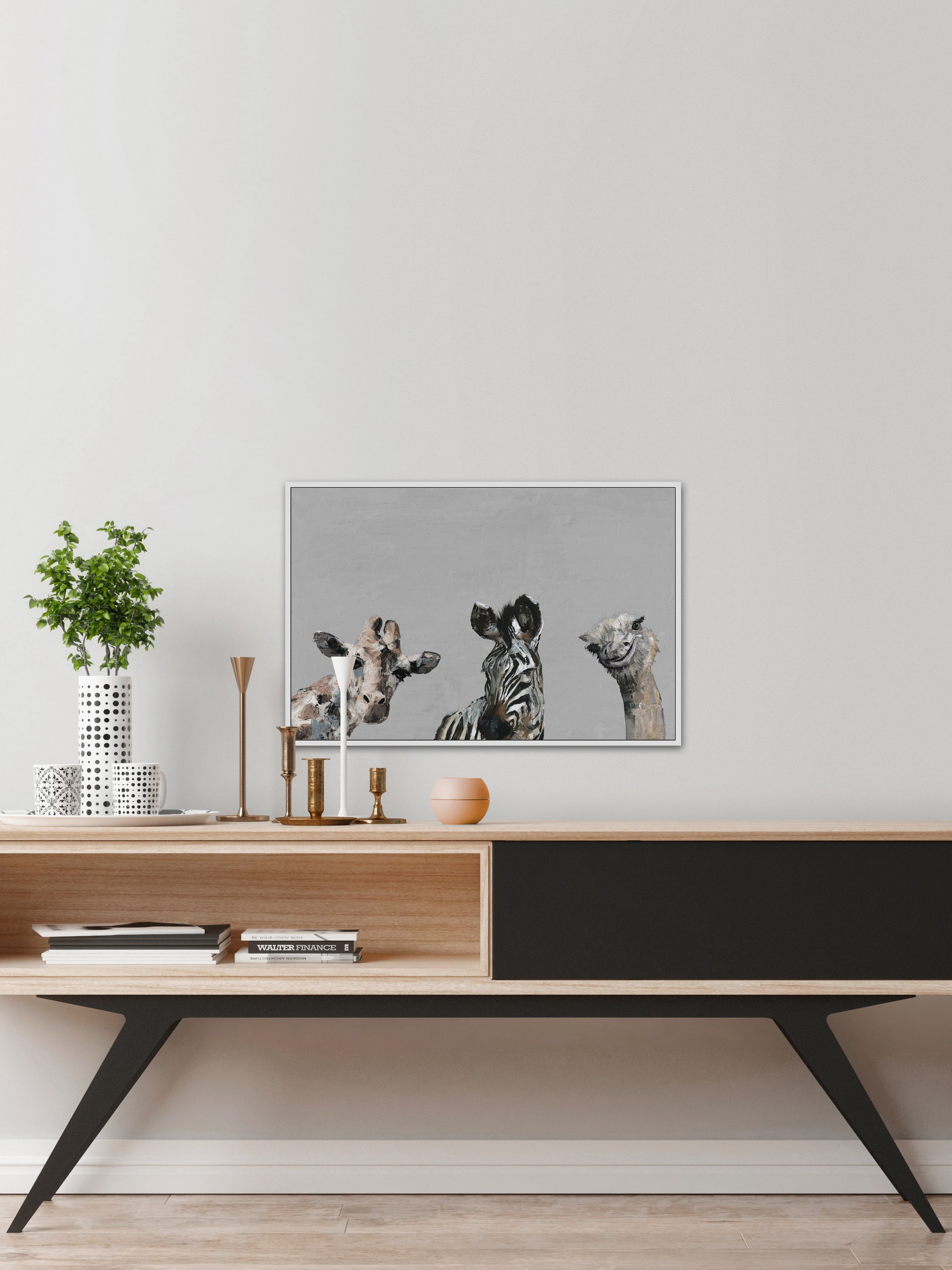 The Head Turners in Gray Floater Framed Painting Print on Canvas
