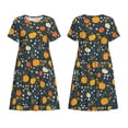 thumbnail image 3 of Bixox Robe d'Été à Manches Courtes pour Femmes Robe Ample Longueur Genou avec Poches-Citrouille, 3 of 7