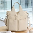 thumbnail image 6 of Women's Nylon Crossbody Tote Bag with Multiple Pockets, Lightweight Laptop Work Bag, Mother's Day Gift for Mom Everyday Shoulder Satchel Handbag, White, 6 of 6