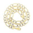 thumbnail image 2 of Nuragold 10k Real Yellow Gold Solid Figaro Link 10mm Diamond Cut Pave Chain Necklace (20"-30") Two Tone Italian Jewelry for Men, 2 of 8
