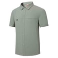 thumbnail image 3 of Daiosportswear Men'S Fishing Shirts Short Sleeve Button Up Hiking Shirt Cooling Quick Dry Breathable Travel Camping T-Shirt Green XXL(XXL), 3 of 7