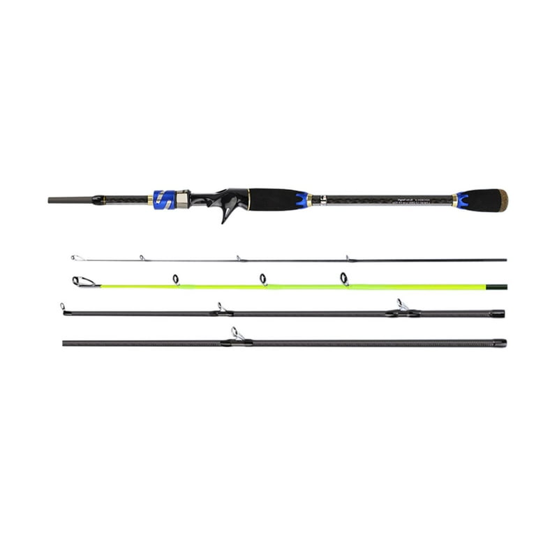Travel Fishing Rod Strong Sensitive Action 4 Section Ultralight Casting Fishing Rod Fishing Rod Fly Fishing Rod for Bass 2.1m, Blue
