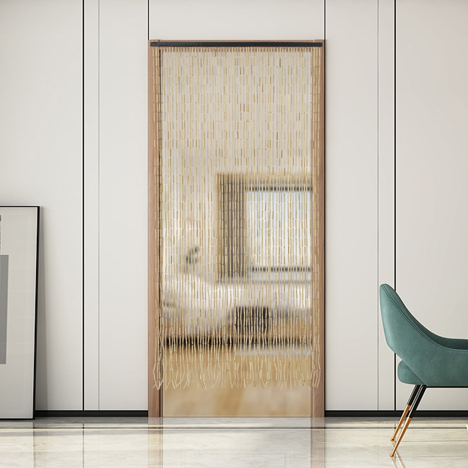 Wildnix Beaded Curtain with 60 Strands, Retro Design, Privacy Protection, Easy Installation, Natural Light Circulation, and Comfortable Indoor Environment