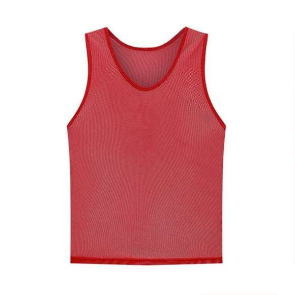 T-Shirts pour Tout-Petits Garçons Été Sans Manches Couleur Unie Débardeur Popularité Grand Fourche Entraînement Physique T-Shirts à Manches Courtes Rouge Garçon 3 Ans-9 Ans