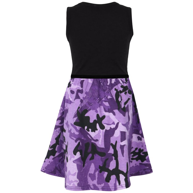 Girls Skater Dress Kids Camouflage Contrast Panel Summer Party Dresses 5-13  Year - Walmart.com