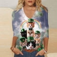 thumbnail image 2 of Women 3/4 Sleeve Tunic Blouse,Tie Dye St Patricks Day Shirt Women Irish Shamrock 3/4 Sleeve Tops Saint Patricks Day Green Clover Tshirts, 2 of 5
