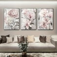 thumbnail image 6 of 3-Piece Set Flower Wall Art Canvas Painting Pink Floral Poster Print, Suitable for Nordic Bathroom Living Room Home Wall Decoration Picture Farmhouse Frameless, 6 of 6
