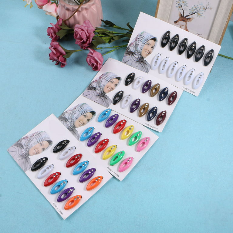 16PCS Hijab Pins for Women, Colorful Scarf Safety Pins with Box, Safty  Fashion Plastic Pins Brooches and Pins for Women Scarf Pins Clips Safety