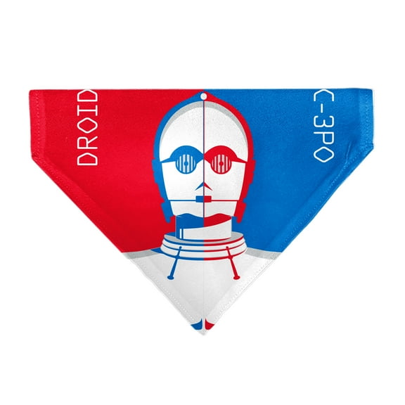 Star Wars Pet Bandana Star Wars Droid C3PO Text and Pop Art Pose Red Blue White Slip On Collar Bandana Only