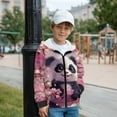thumbnail image 3 of Uorisanigo Kids Zip-Up Hooded Sweatshirt Hoodie Fall Fashion Long Sleeve Full-Zip Cherry Blossom Panda Sweatshirt with Pockets Spring Fall Winter Trendy Clothes, 3 of 7