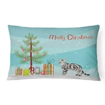 Carolines Treasures CK4554PW1216 Shorthair 1 Cat Merry Christmas Canvas Fabric Decorative Pillow, 12H x16W,