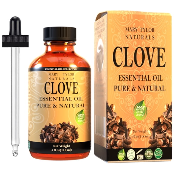 Clove Essential Oil (4 oz), Premium Therapeutic Grade, 100% Pure and Natural, Perfect for Aromatherapy, Relaxation, Improved Mood and Much More by Mary Tylor Naturals