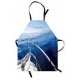 thumbnail image 1 of Navy Apron Boat Show Ocean Sea Life with Ship Yacht Landscape of Islands Image Photo, Unisex Kitchen Bib Apron with Adjustable Neck for Cooking Baking Gardening, Navy Blue and White, by Ambesonne, 1 of 3