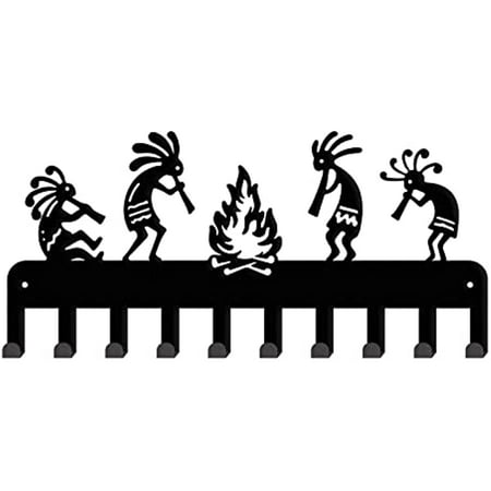 

Kokopelli Key Hook Tribal People Bonfire Pattern Wall Hooks Decorative Hooks Hangers with 10 Hooks Stainless Steel Hook Coat Hooks for Keys Hats Metal Resin Hooks Black 9.84 x3.94