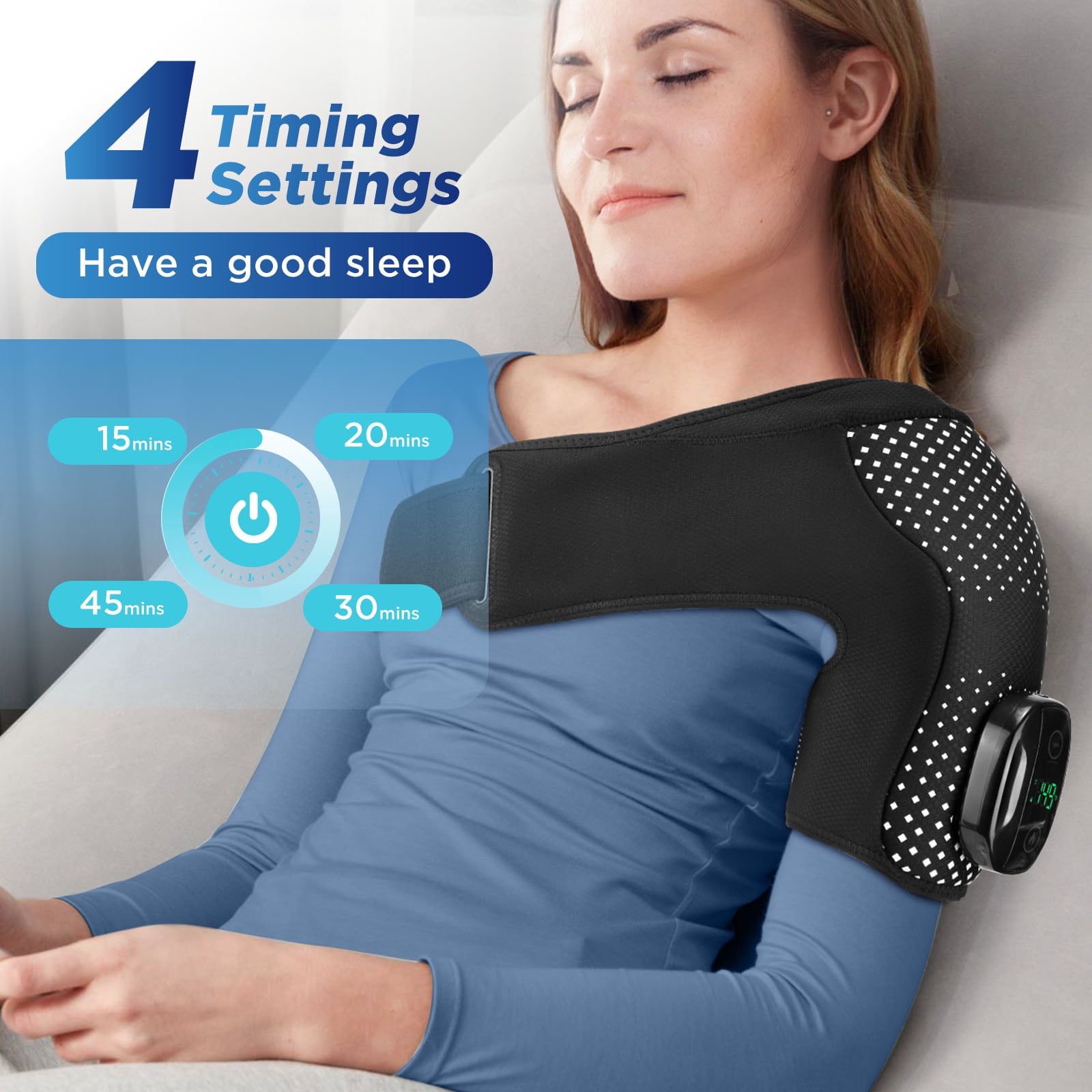Heated Shoulder Brace Cordless Shoulder Heating Pad with 6 Heat Options 3 Vibration Modes for Neck Shoulder Muscle Relax, Rotator Cuff Support Gifts for Men & Women, Black