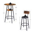 thumbnail image 5 of HSUNNS 3-Piece Round Bar Table Set with 2 PU Leather Bar Stools, Bistro Kitchen Table Sets for Breakfast Nook Small Space Restaurant, Round Table, Brown, 5 of 12